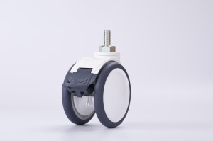 twin wheel swivel caster with 2 pedals